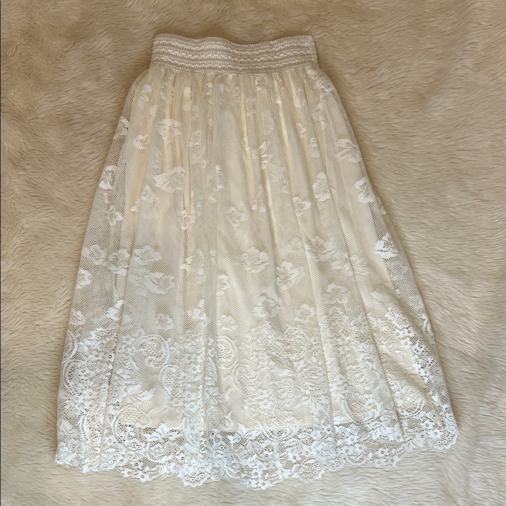 BP Nordstrom Cream Lace Midi Skirt
